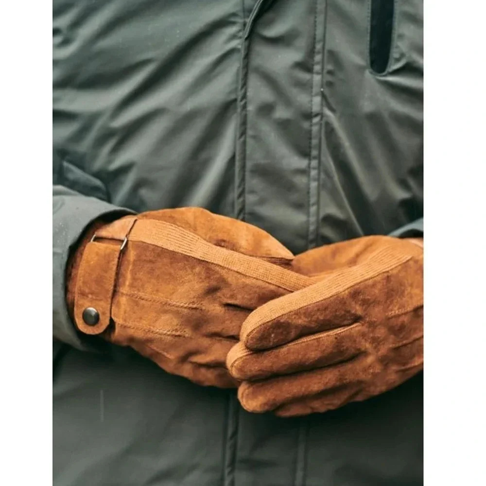 Men's Brown Suede Winter Gloves